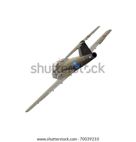 Isolation of a fighter jet aircraft model Sabre Mk 32 on a white background.