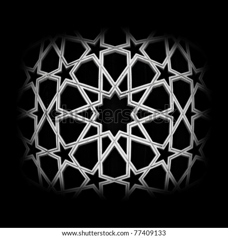 An abstract Islamic motif structural design with star emblem for textural background.