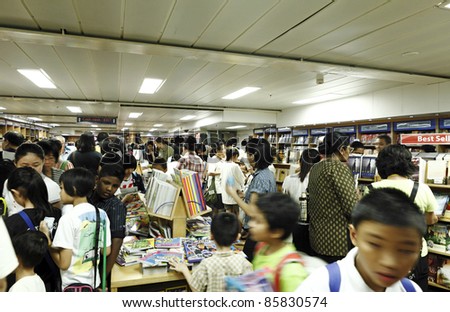PORT KLANG, MALAYSIA - OCTOBER 1:Visitors in the MV Logos Hope book fair on October 1, 2011 in Port Klang, Malaysia. The 132.5m long ship host the world's biggest floating book fair with 5000 title.