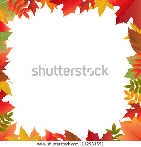 Color Autumn Frame, Isolated On White Background