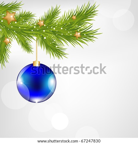 Christmas And New Year Illustration With New Year\'s Sphere And Stars