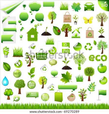 Logo Design Elements on Collection Eco Design Elements  Isolated On White Background  Vector