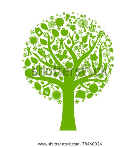 Eco Tree Isolated On White Background Vector Illustration Eco Tree Isolated On White Background Vector Illustration