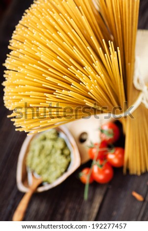 Italian cooking with whole wheat pasta and ingredients