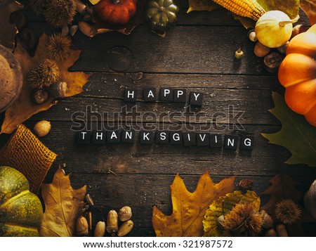 Thanksgiving background. Autumn fruit with Thanksgiving letters. Thanksgiving dinner