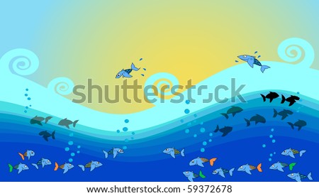 stock photo : Colorful cartoon colorful cartoon fishes. stock photo : Colorful cartoon