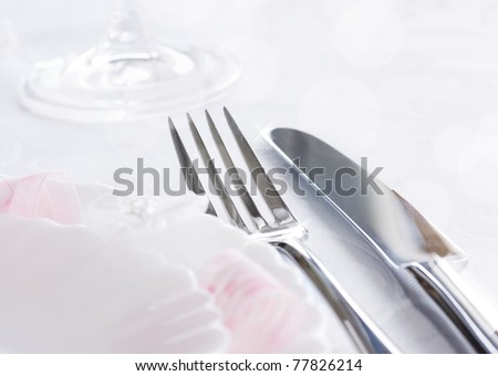 stock photo Table setting for romantic dinner or wedding