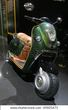 BRUSSELS - JANUARY 23: Mini Scooter E electric scooter concept  on display at Euro motors 2011 exhibition on January 23, 2011 in Brussels, Belgium.