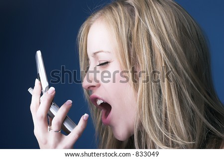 Blond Female Young Woman Frustrated with Cell Phone
