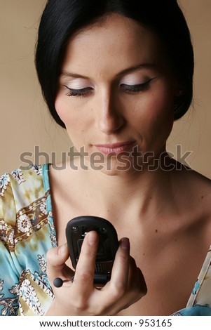 Female looking at cell phone screen