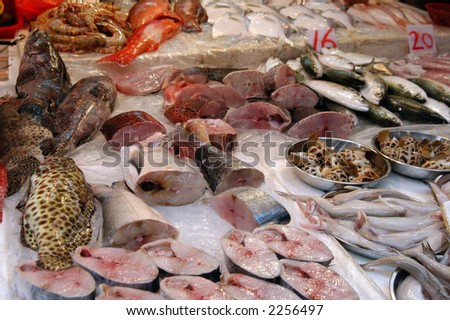 fish in a wet market, hong kong