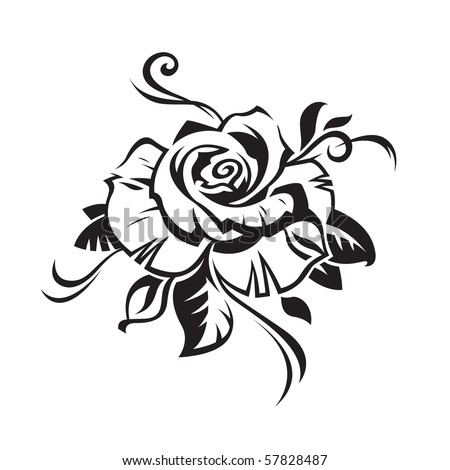 stock vector black rose on white background