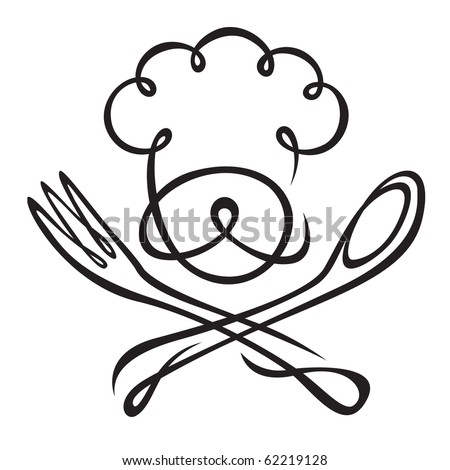 chef with spoon and fork chef with spoon and fork