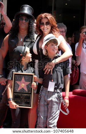 LOS ANGELES - JUL 9:  Slash, wife Perla and two sons at the Hollywood Walk of Fame Ceremony for Slash at Hard Rock Cafe at Hollywood & Highland on July 9, 2012 in Los Angeles, CA