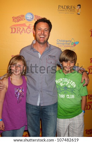 LOS ANGELES - JUL 12:  Chris Harrison, and his children arrives at 'Dragons' presented by Ringling Bros. & Barnum & Bailey Circus at Staples Center on July 12, 2012 in Los Angeles, CA