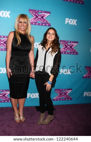 .LOS ANGELES - DEC 17:  Britney Spears, Carly Rose Sonenclar at the \'X Factor\' Season Finale Press Conference at CBS Television City on December 17, 2012 in Los Angeles, CA