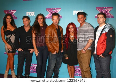 LOS ANGELES - DEC 19:  Jersey Shore Cast at the \'X Factor\' Season Finale performances  show taping at CBS Television City on December 19, 2012 in Los Angeles, CA