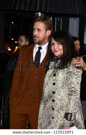 LOS ANGELES - JAN 7:  Ryan Gosling, Donna Gosling arrives at the \'Gangster Squad\' Premiere at Graumans Chinese Theater on January 7, 2013 in Los Angeles, CA