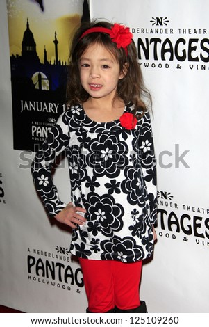 LOS ANGELES - JAN 15:  Aubrey Anderson Emmons arrives at the opening night of \'Peter Pan\' at Pantages Theater on January 15, 2013 in Los Angeles, CA
