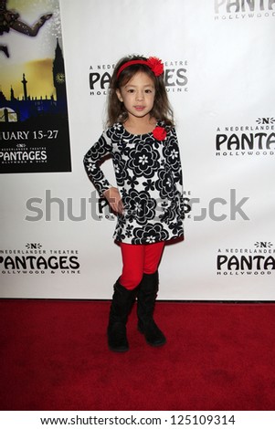 LOS ANGELES - JAN 15:  Aubrey Anderson Emmons arrives at the opening night of \'Peter Pan\' at Pantages Theater on January 15, 2013 in Los Angeles, CA