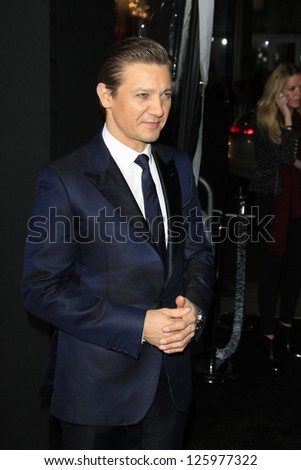 LOS ANGELES - JAN 24:  Jeremy Renner arrives at the the \'Hansel And Gretel: Witch Hunters\' premiere at the Chinese Theat theer on January 24, 2013 in Los Angeles, CA