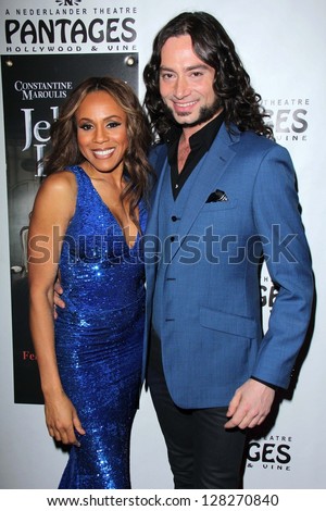 LOS ANGELES - FEB 12:  Deborah Cox, Constantine Maroulis arrive at the Jekyll & Hyde Play Opening at the Pantages Theater on February 12, 2013 in Los Angeles, CA