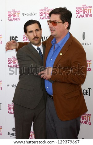 LOS ANGELES - FEB 23:  Jason Schwartzman, Roman Coppola attend the 2013 Film Independent Spirit Awards at the Tent on the Beach on February 23, 2013 in Santa Monica, CA
