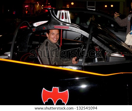 LOS ANGELES - MAR 21:  Antonio Sabato Jr. in the Batmobile at the Batman Product Line Launch at the Meltdown Comics on March 21, 2013 in Los Angeles, CA