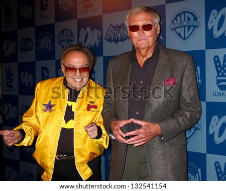 LOS ANGELES - MAR 21:  George Barris, Adam West arrive at the Batman Product Line Launch at the Meltdown Comics on March 21, 2013 in Los Angeles, CA