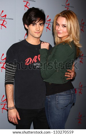 LOS ANGELES - FEB 27:  Hunter King, Max Ehrich at the Hot New Faces of the Young and the Restless press event at the CBS Television City on February 27, 2013 in Los Angeles, CA