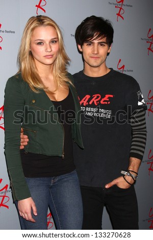 LOS ANGELES - FEB 27:  Hunter King, Max Ehrich at the Hot New Faces of the Young and the Restless press event at the CBS Television City on February 27, 2013 in Los Angeles, CA