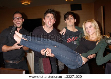 LOS ANGELES - FEB 27:  Marco Dapper, Robert Adamson, Max Ehrich, Hunter King at the Hot New Faces of the Young and the Restless press event at CBS on February 27, 2013 in Los Angeles, CA