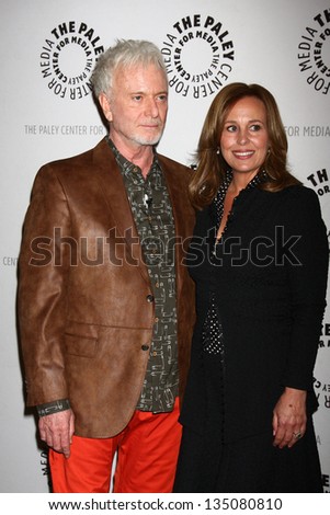 LOS ANGELES - APR 12:  Tony Geary, Genie Francis arrives at the General Hospital Celebrates 50 Years - Paley at the Paley Center For Media on April 12, 2013 in Beverly Hills, CA
