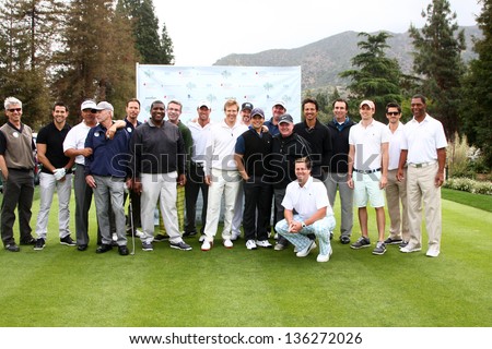 LOS ANGELES - APR 15:  Jack Wagner and Celebrity Golfers at the Jack Wagner Celebrity Golf Tournament  at the Lakeside Golf Club on April 15, 2013 in Toluca Lake, CA