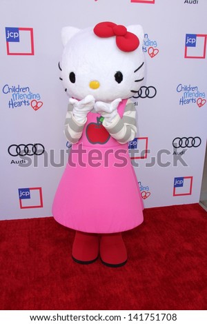LOS ANGELES - JUN 8:  Hello Kitty charachter arrives at the 1st Annual Children Mending Hearts Style Sunday at the Private Residence on June 8, 2013 in Beverly Hills, CA