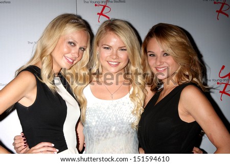 LOS ANGELES - AUG 24:  Melissa Ordway, Kelli Goss, Hunter King at the Young & Restless Fan Club Dinner at the Universal Sheraton Hotel on August 24, 2013 in Los Angeles, CA