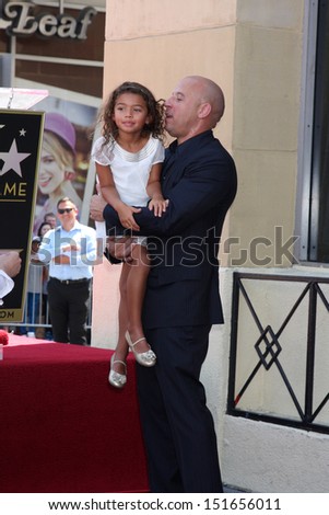 SLOS ANGELES - AUG 26:  Hania Riley, Vin Diesel at the Vin DIesel Walk of Fame Star Ceremony at the Roosevelt Hotel on August 26, 2013 in Los Angeles, CA