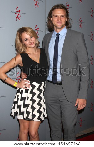 LOS ANGELES - AUG 24:  Hunter King, Hartley Sawyer at the Young & Restless Fan Club Dinner at the Universal Sheraton Hotel on August 24, 2013 in Los Angeles, CA