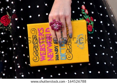 LOS ANGELES - NOV 24: Close-up of Katy Perry\'s book at the 2013 American Music Awards Arrivals at Nokia Theater on November 24, 2013 in Los Angeles, CA