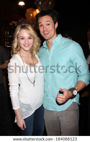 LOS ANGELES - MAR 25:  Hunter King, Matthew Atkinson at the Young and Restless 41st Anniversary Cake at CBS Television City on March 25, 2014 in Los Angeles, CA