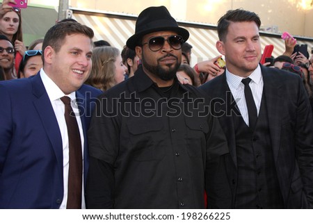 LOS ANGELES - JUN 10:  Jonah Hill, Ice Cube, Channing Tatum at the \