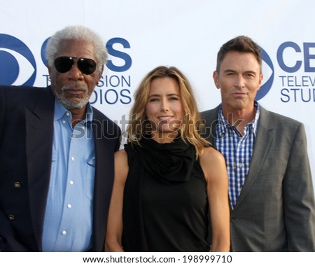 LOS ANGELES - MAY 19:  Morgan Freeman, Tea Leoni, Tim Daly at the CBS Summer Soiree at the London Hotel on May 19, 2014 in West Hollywood, CA