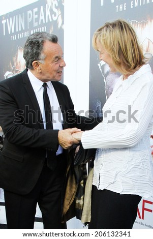 LOS ANGELES - JUL 16:  Ray Wise, Catherine E. Coulson at the \'Twin Peaks - The Entire Mystery\' Blu-Ray/DVD Release Party And Screening at the Vista Theater on July 16, 2014 in Los Angeles, CA