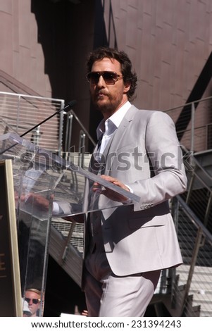 LOS ANGELES - NOV 17:  Matthew McConaughey at the Matthew McConaughey Hollywood Walk of Fame Star Ceremony at the Hollywood & Highland on November 17, 2014 in Los Angeles, CA