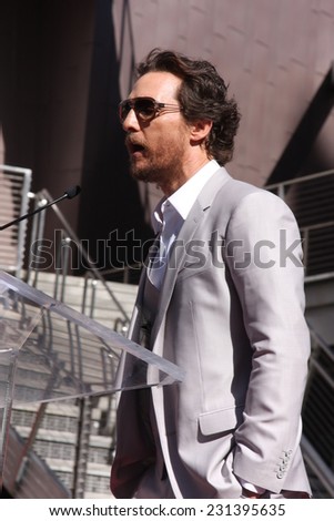 LOS ANGELES - NOV 17:  Matthew McConaughey at the Matthew McConaughey Hollywood Walk of Fame Star Ceremony at the Hollywood & Highland on November 17, 2014 in Los Angeles, CA