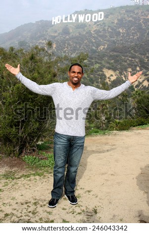 LOS ANGELES - JAN 20:  Jason George, Hollywood Sign at the AG Awards Actor Visits The Hollywood Sign at a Hollywood Hills on January 20, 2015 in Los Angeles, CA