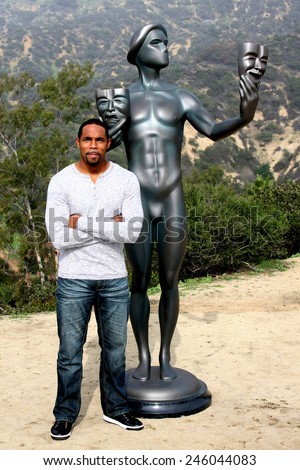 LOS ANGELES - JAN 20:  Jason George, Screen Actor\'s Guild Actor, Hollywood Sign at the AG Awards Actor Visits The Hollywood Sign at a Hollywood Hills on January 20, 2015 in Los Angeles, CA