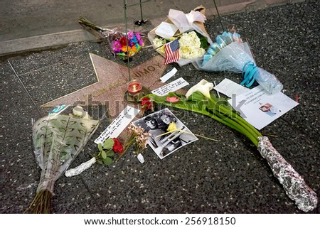 LOS ANGELES - FEB 27:  Memorial Wreath at the Star of Leonard Nimoy on the Hollywood Walk of Fame at the Hollywood Blvd on February 27, 2015 in Los Angeles, CA