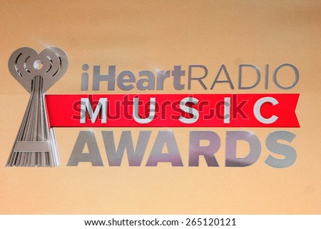 LOS ANGELES - MAR 29:  Iheart Radio Music Awards Emblem at the 2015 iHeartRadio Music Awards Press Room at the Shrine Auditorium on March 29, 2015 in Los Angeles, CA