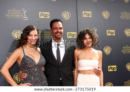 LOS ANGELES - APR 26:  Dana Derrick, Kristoff St John, Paris St John at the 2015 Daytime Emmy Awards at the Warner Brothers Studio Lot on April 26, 2015 in Burbank, CA